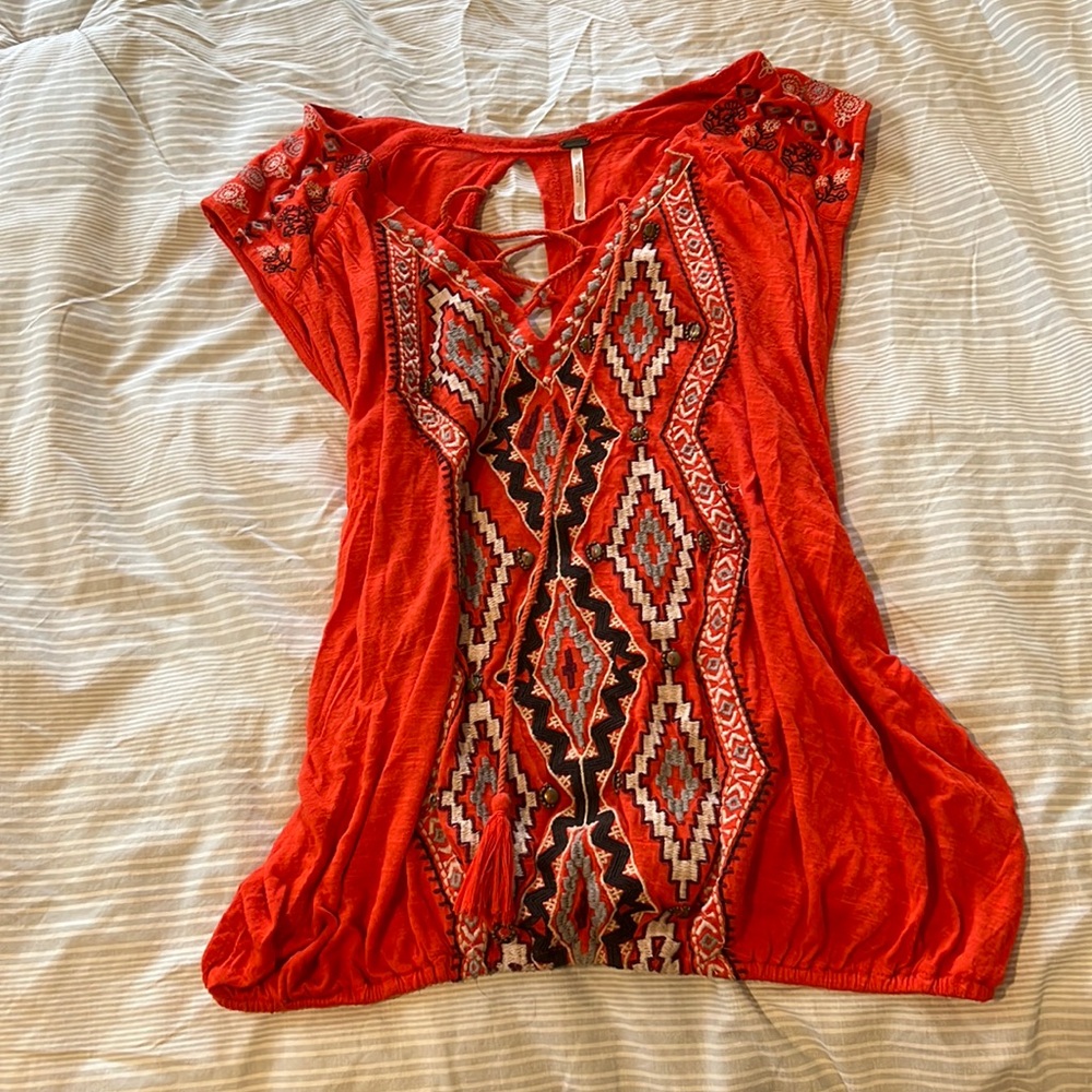Orange open back free people tank